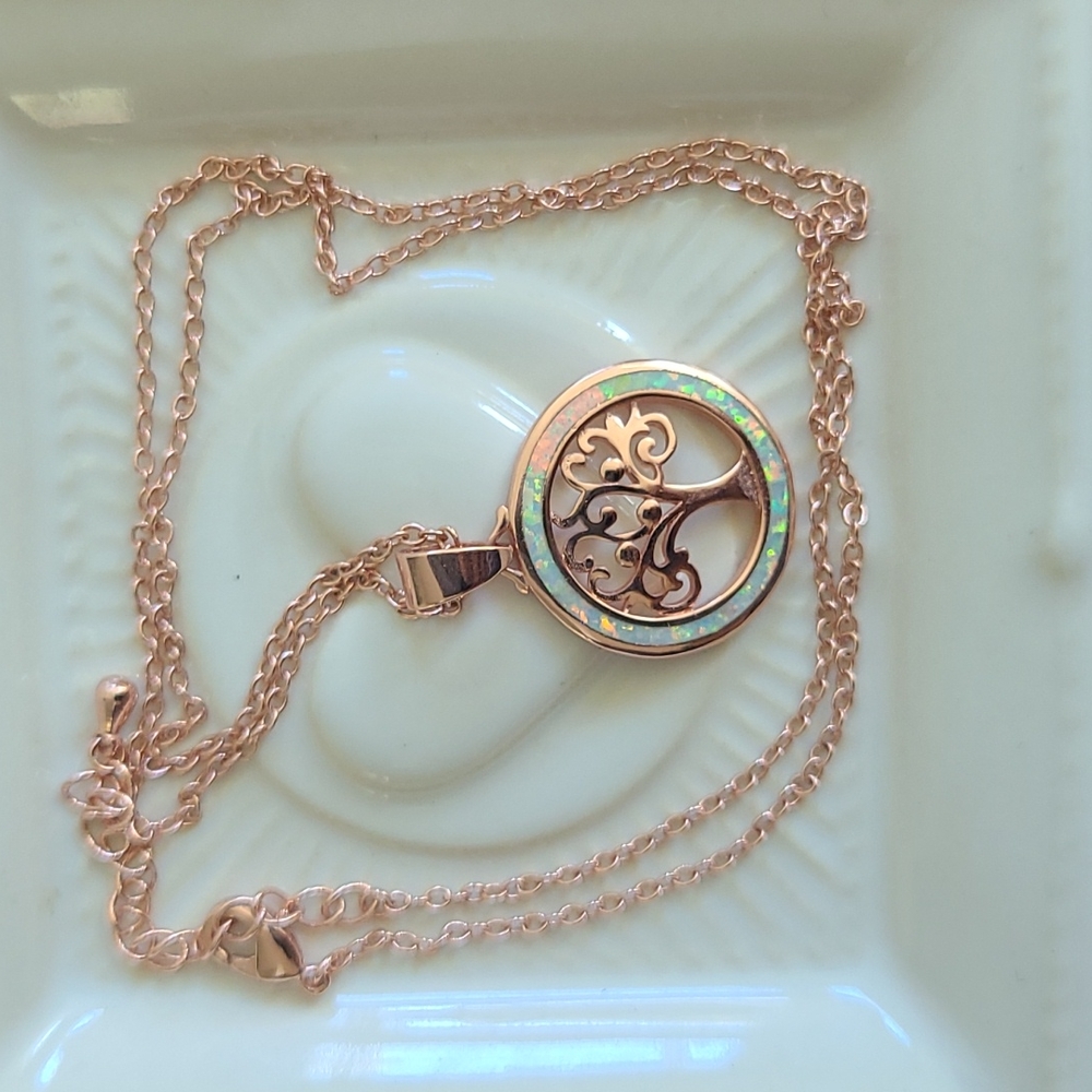 Tree of Life Necklace in Rose Gold and Opal